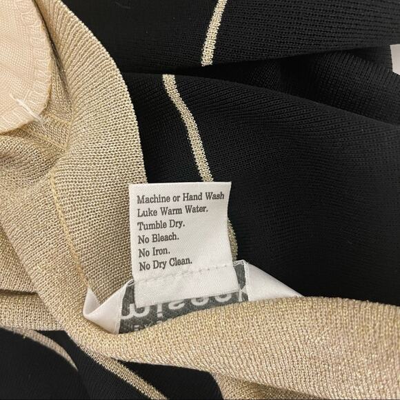 EXCLUSIVELY MISOOK Knit Cardigan Lurex Gold & Black Stripe Business Extra Small - Picture 7 of 8